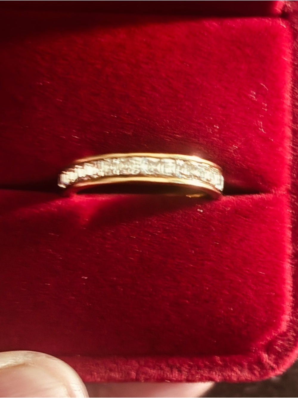 Gold Diamond-Style Channel Set Women's Band - Gold Size 6